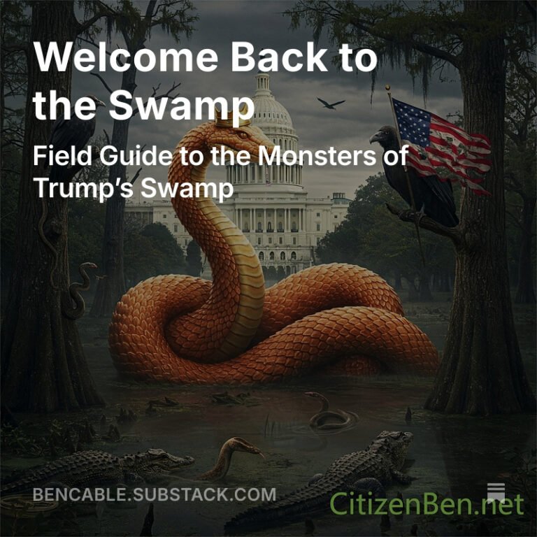 A snake with a crown with the White House in background